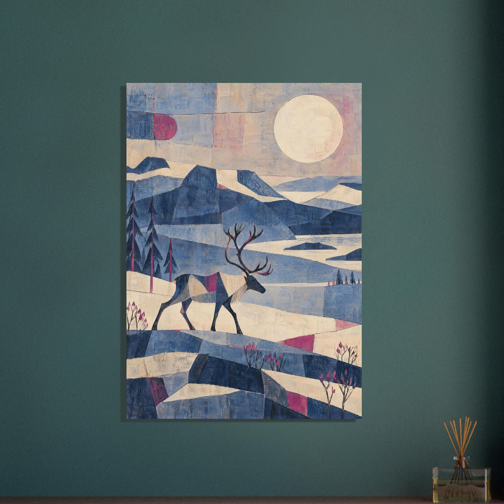 Reindeer Geometric Mountain – geometric wall art print by Printavelle – close-up