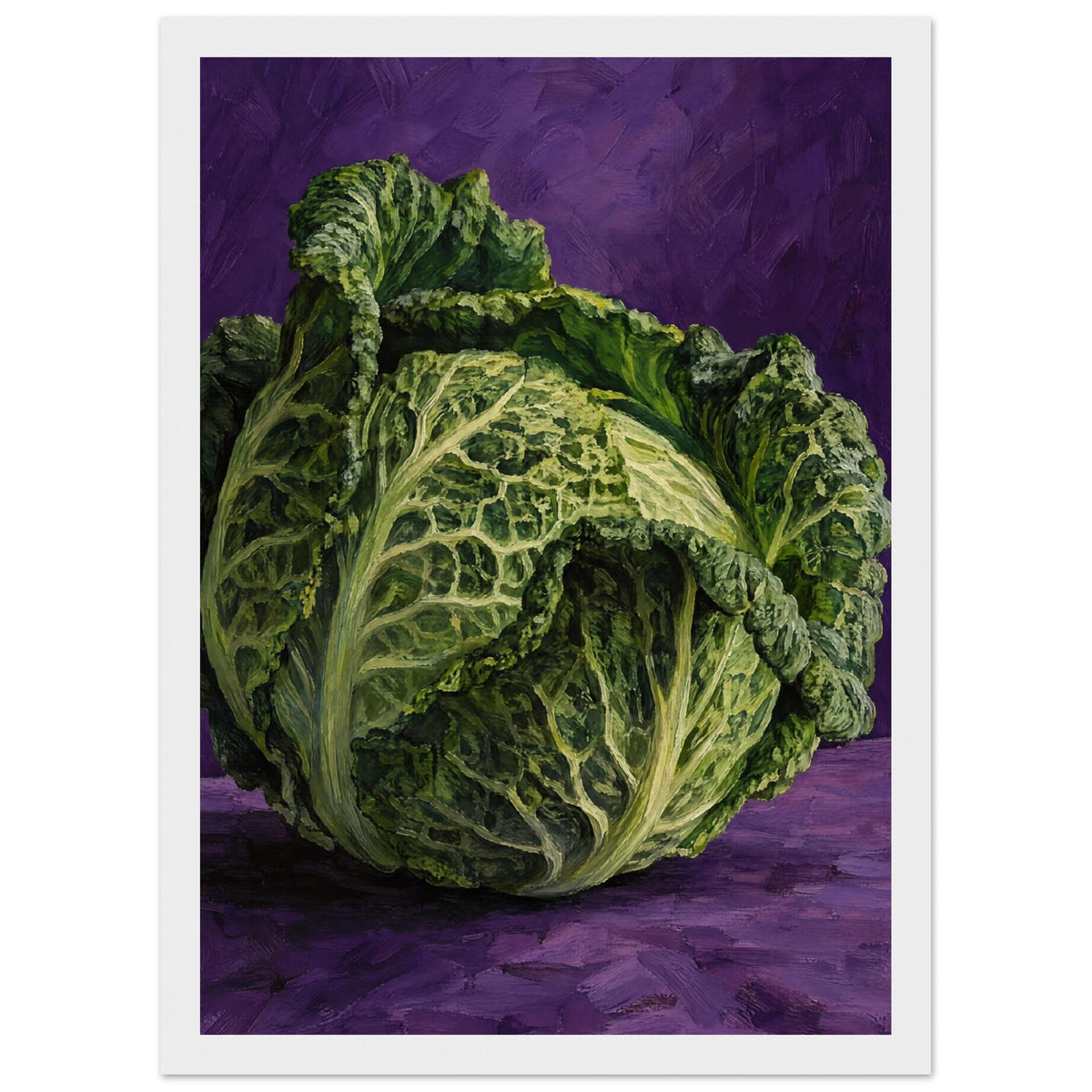 Green Cabbage Still Life Art Print – Framed