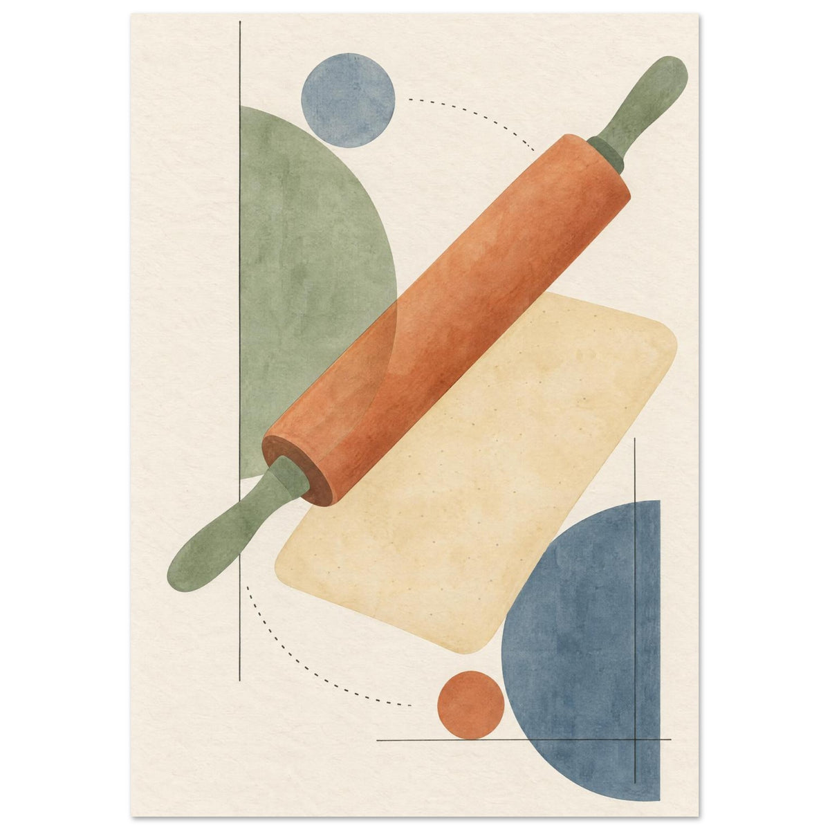 Rolling Pin Geometric Kitchen Art Print