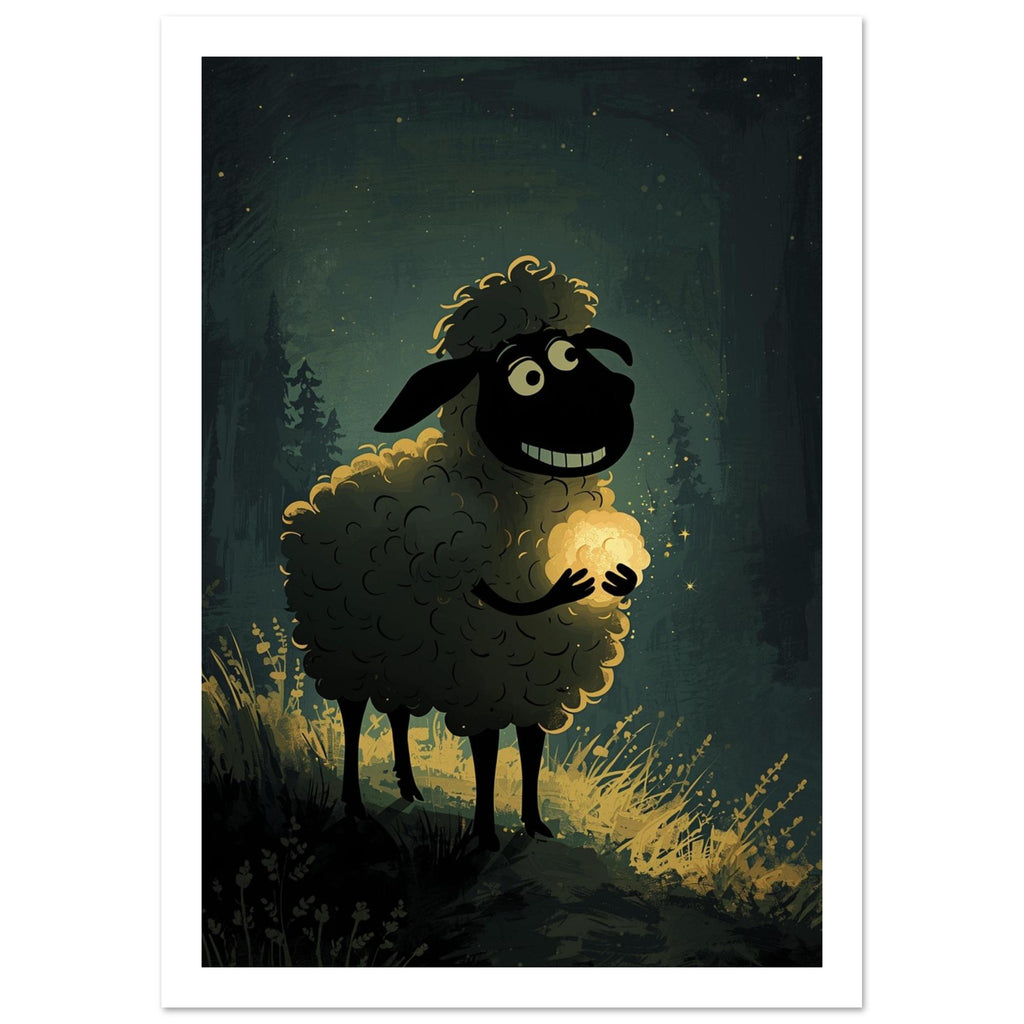 sheep art print for the living room, soft painterly artwork on matte paper