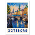 Gothenburg Canal Vintage Style Travel Poster – White Border