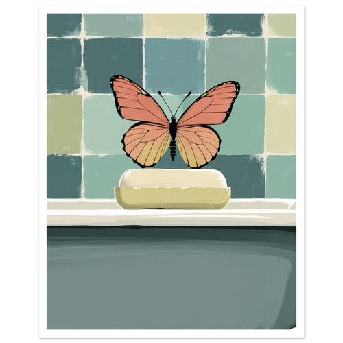 butterfly art print for the bedroom, soft painterly artwork on matte paper