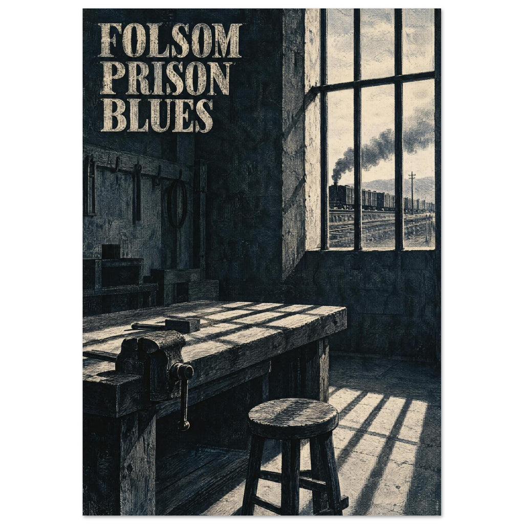 Folsom Prison Blues Vintage – illustration wall art print by Printavelle – close-up