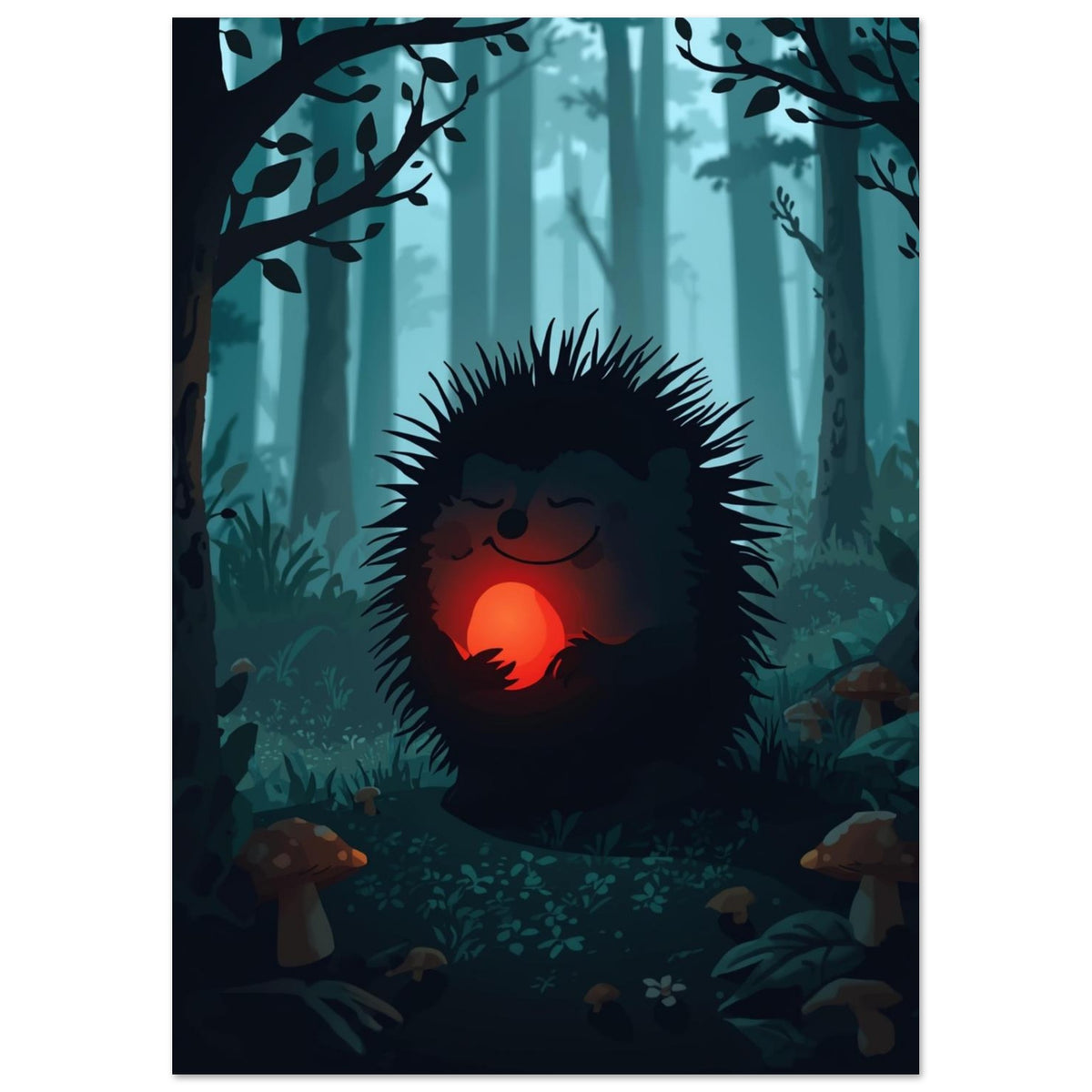 hedgehog art print for the nursery, soft painterly artwork on matte paper
