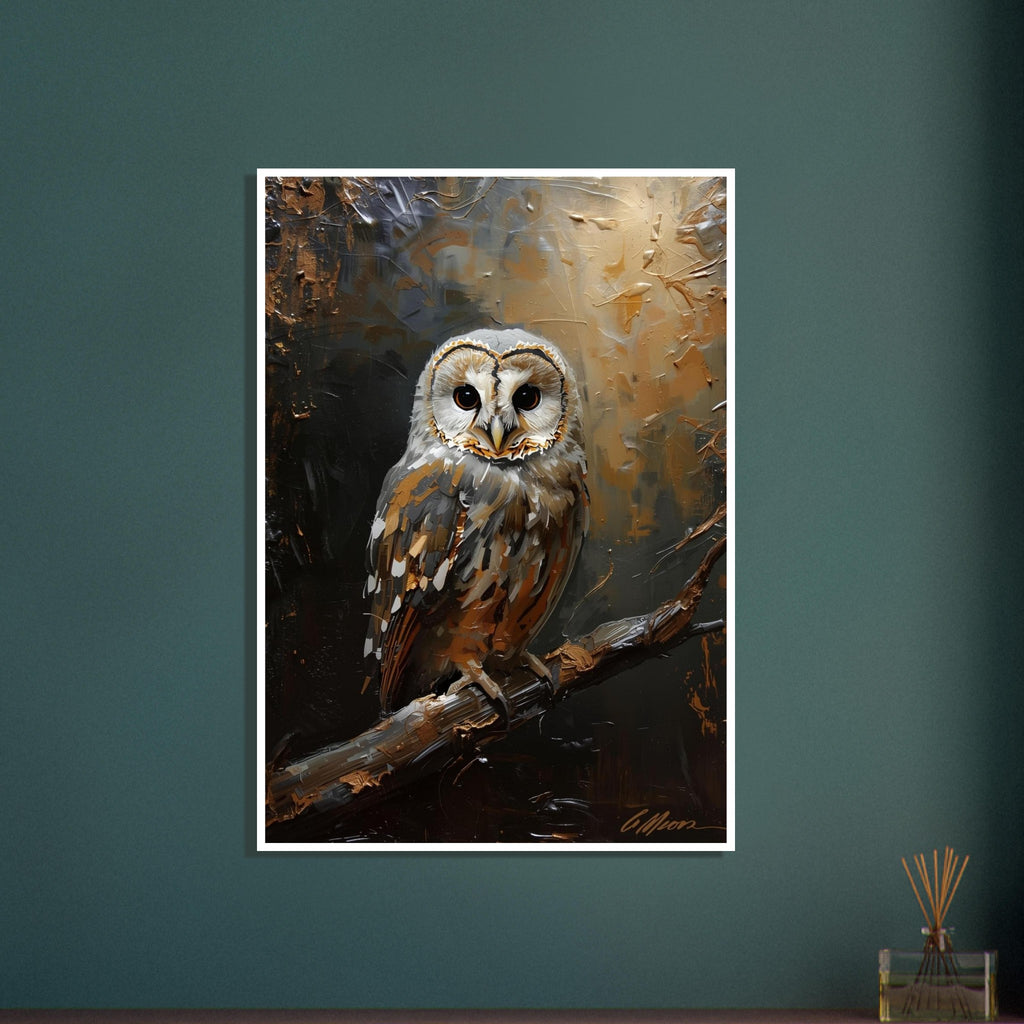 owl art print for the nursery, soft painterly artwork on matte paper