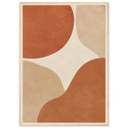 Abstract burnt orange and beige curved shapes on a cream background, with mottled texture and a narrow cream border.