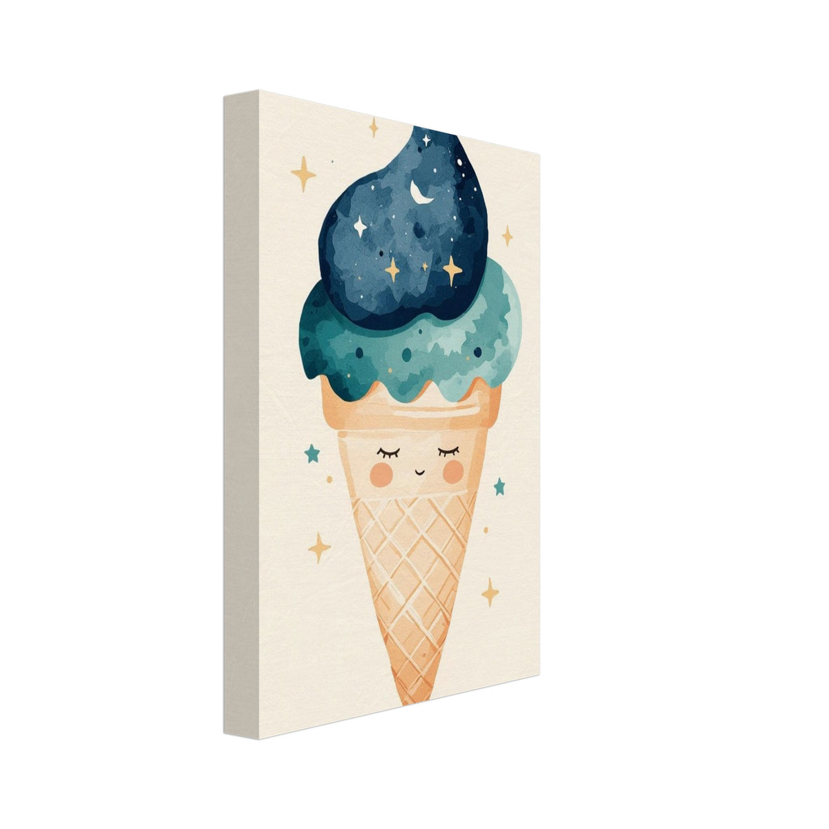 Starry Ice Cream Cone Nursery Poster – Canvas