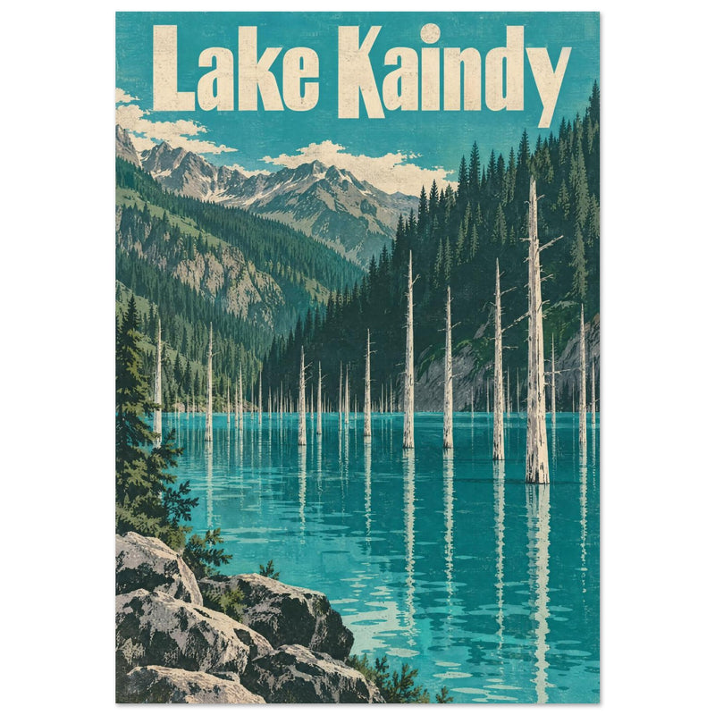 Lake Kaindy Vintage Travel Poster