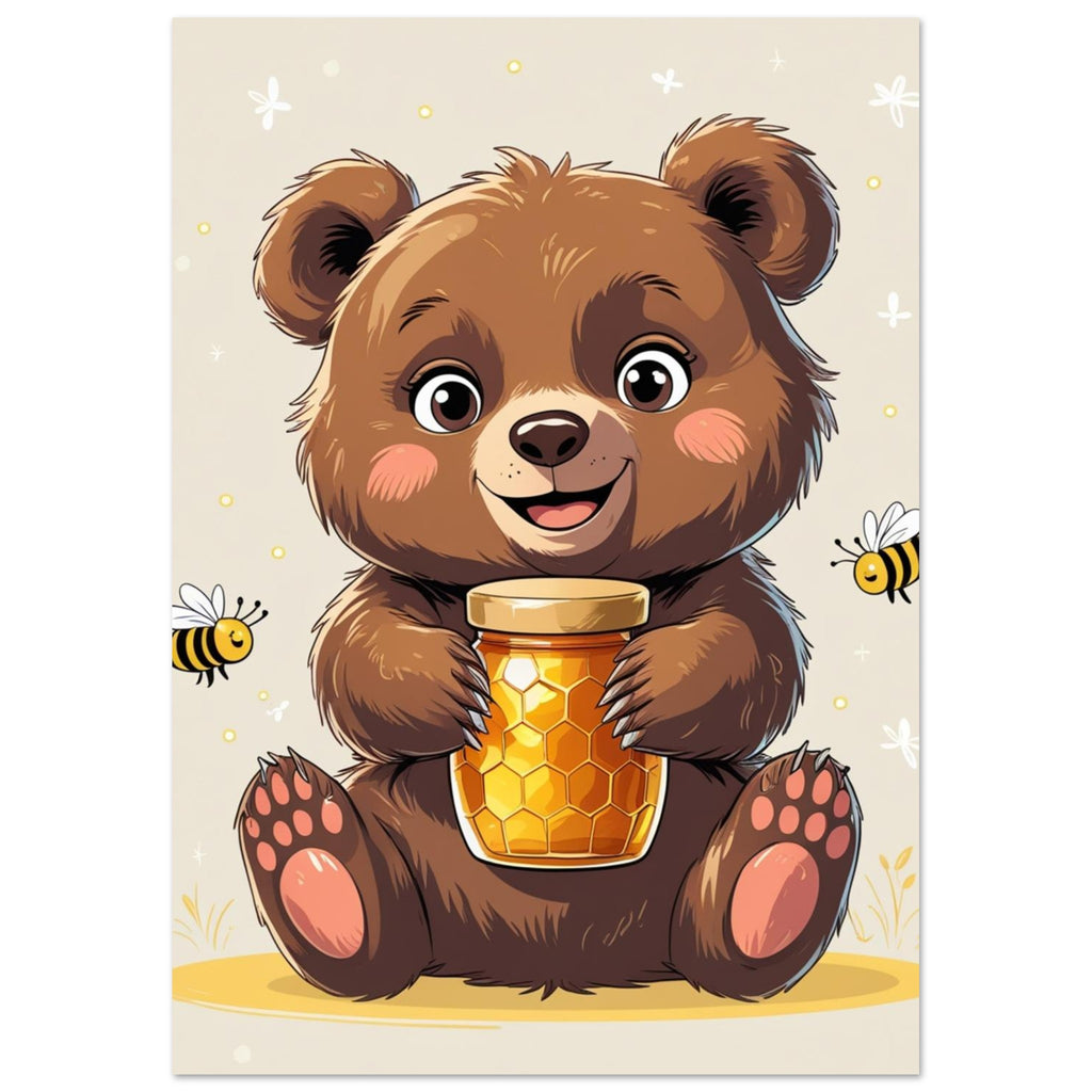 bear art print for the living room, soft painterly artwork on matte paper