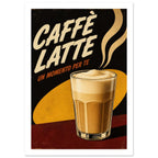Caffè Latte Retro Coffee Poster – White Border
