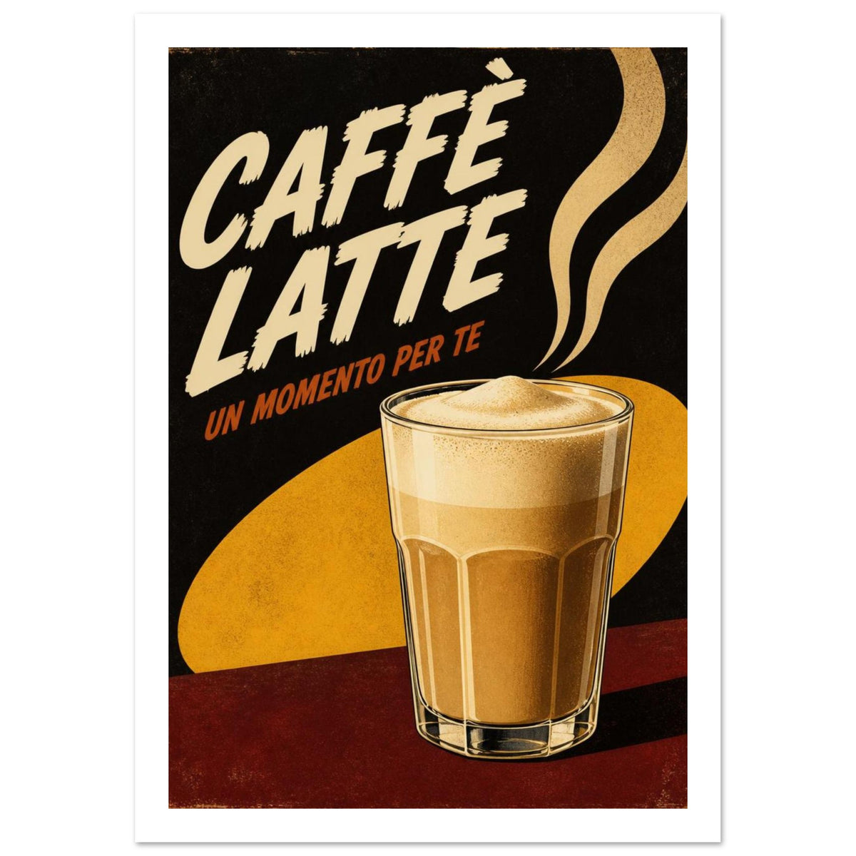 Caffè Latte Retro Coffee Poster – White Border