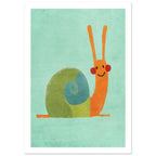 snail art print for the kitchen, soft painterly artwork on matte paper