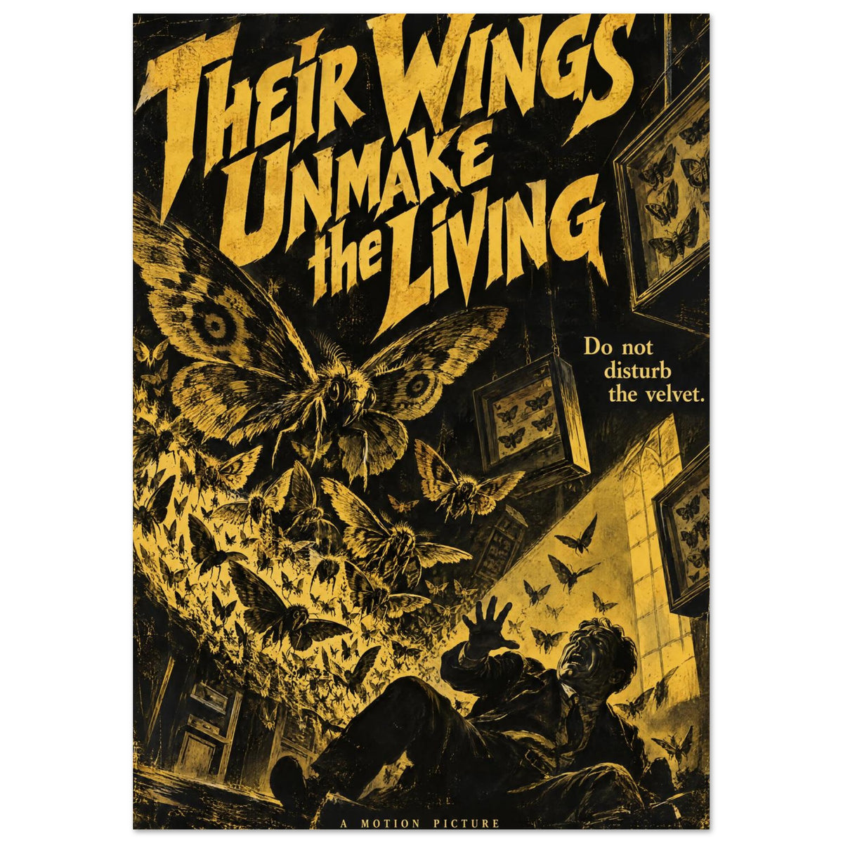 Giant Moth Retro Horror – illustration wall art print by Printavelle – close-up