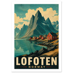 Lofoten Norway Vintage Travel Poster – White Border