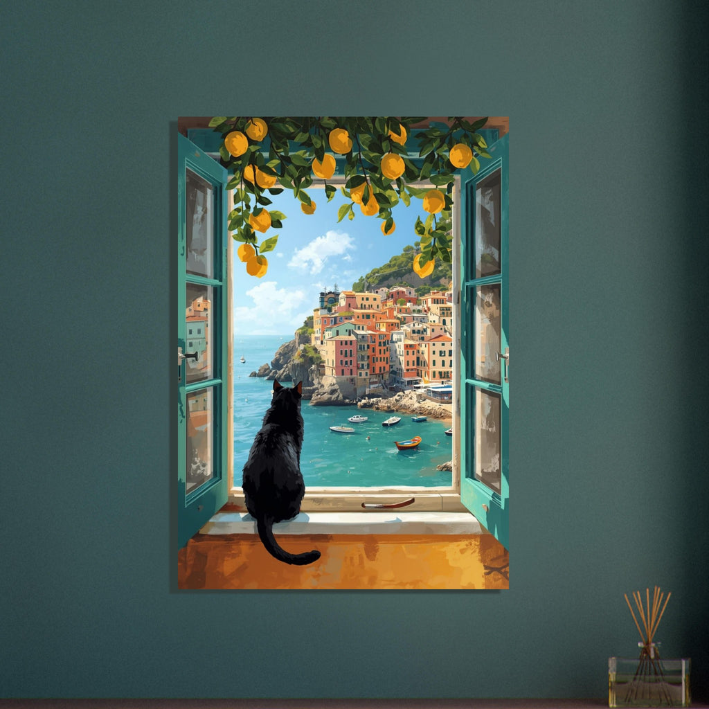 cat art print for the living room, soft painterly artwork on matte paper