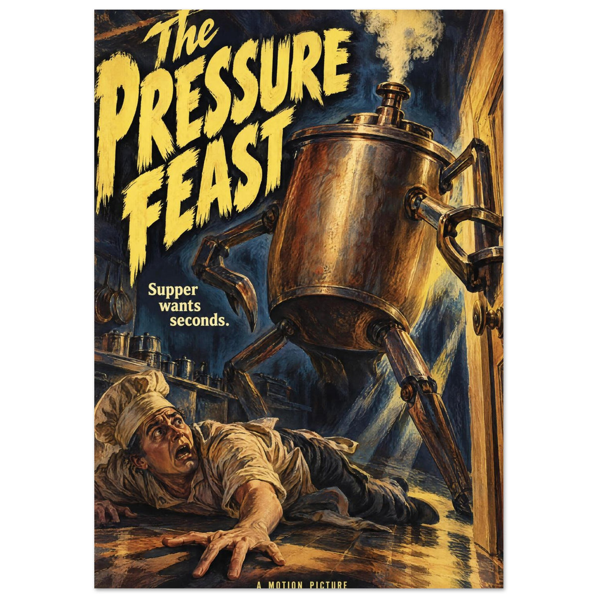 Pressure Cooker Retro Horror Poster