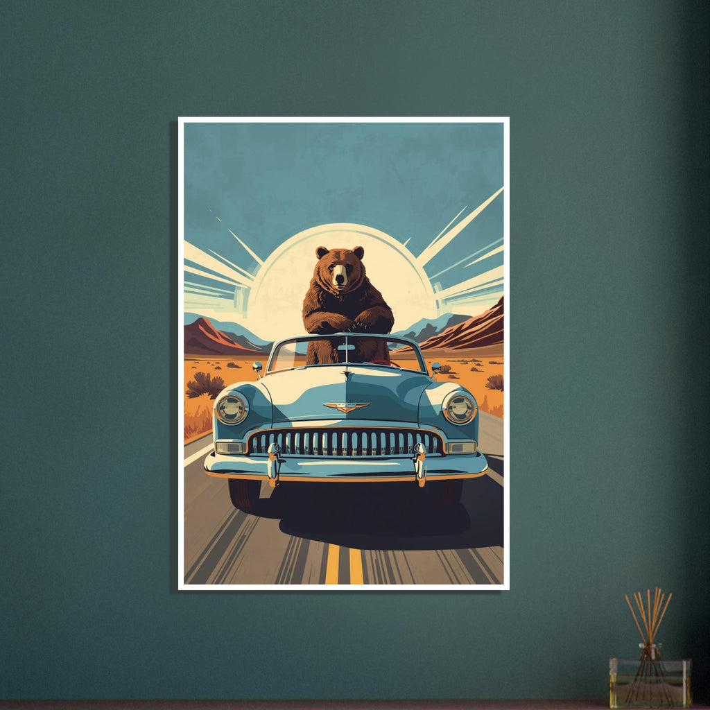 bear art print for the living room, soft painterly artwork on matte paper