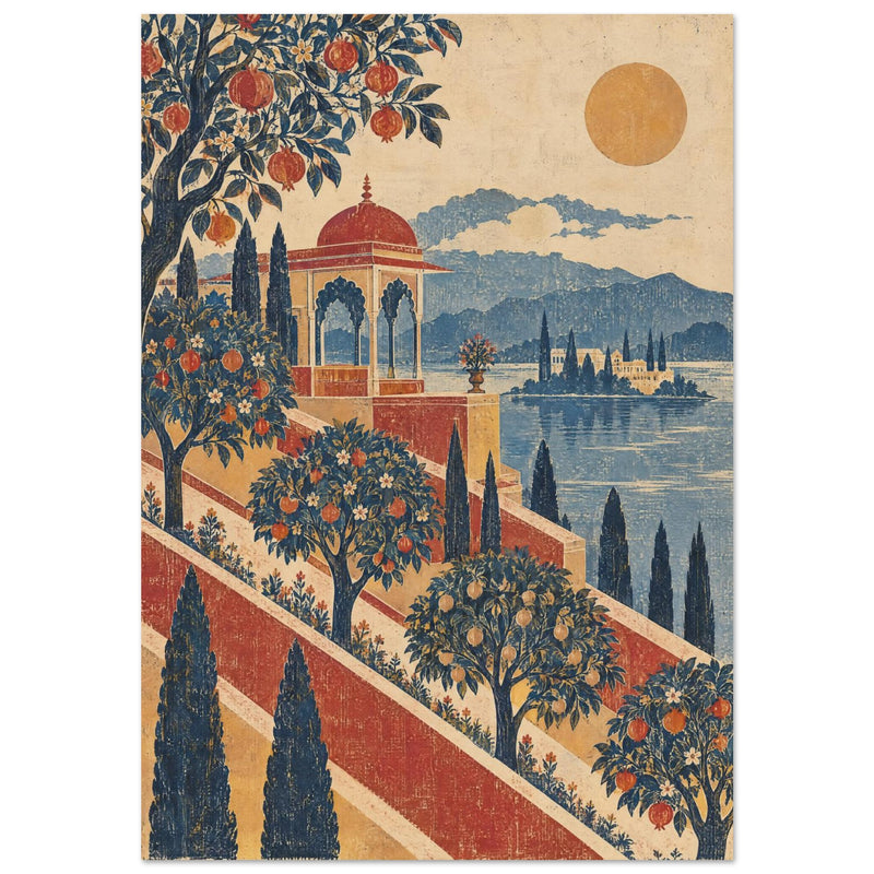 Terrasserad fruktträdgård i vintagestil – poster