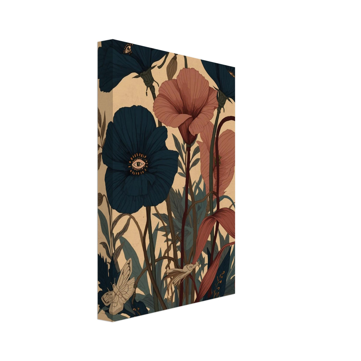 Dark Poppy Surreal Botanical Art Print – Canvas