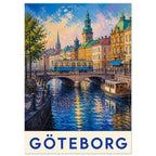 Gothenburg Canal Vintage Style Travel Poster