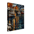 Snowy Harbour Boats Art Print – Canvas