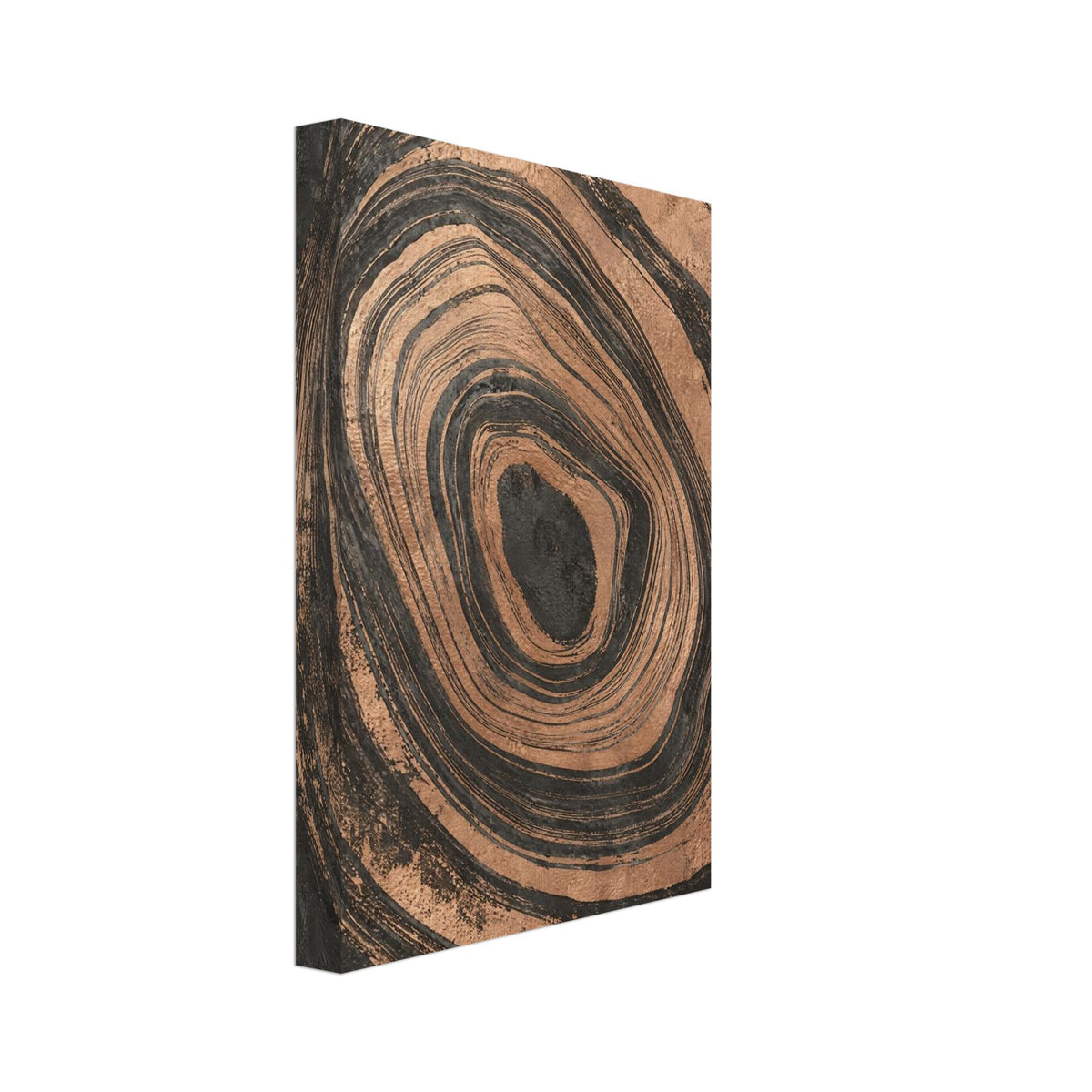 Abstract Rings Copper And Charcoal Art Print – Canvas