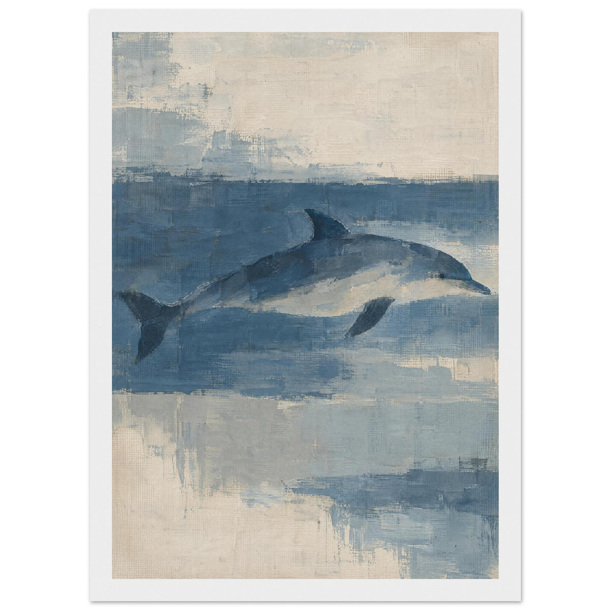 Dolphin Blue And Cream Art Print – Framed