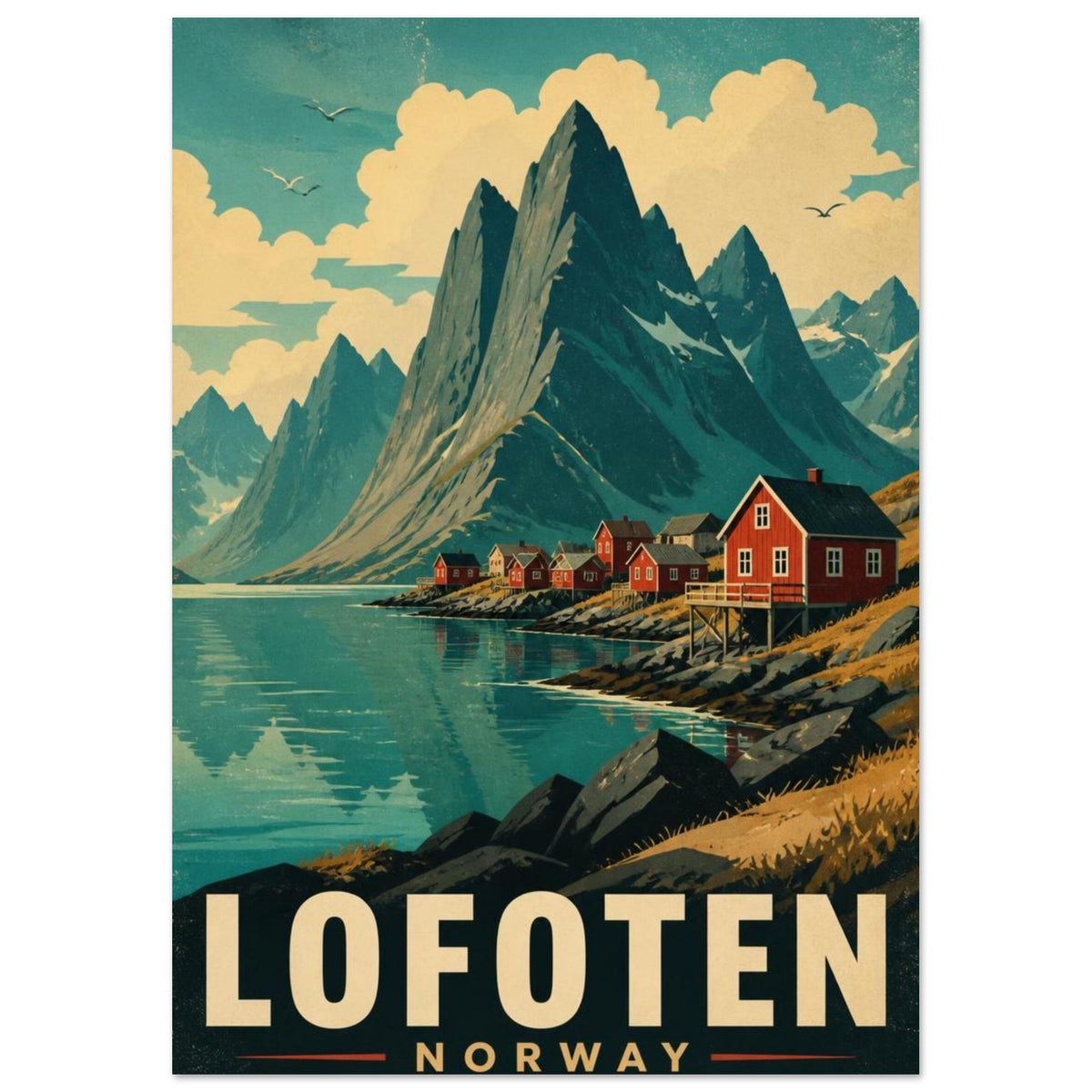 Lofoten Norway Vintage Travel Poster