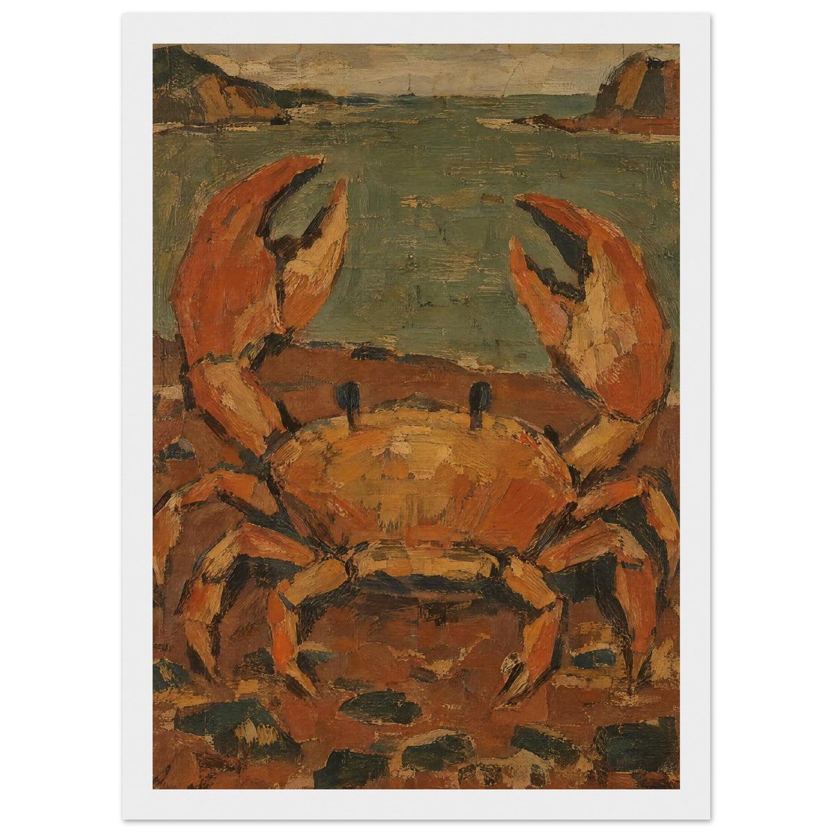 Ochre Crab Coastal Art Print – Framed
