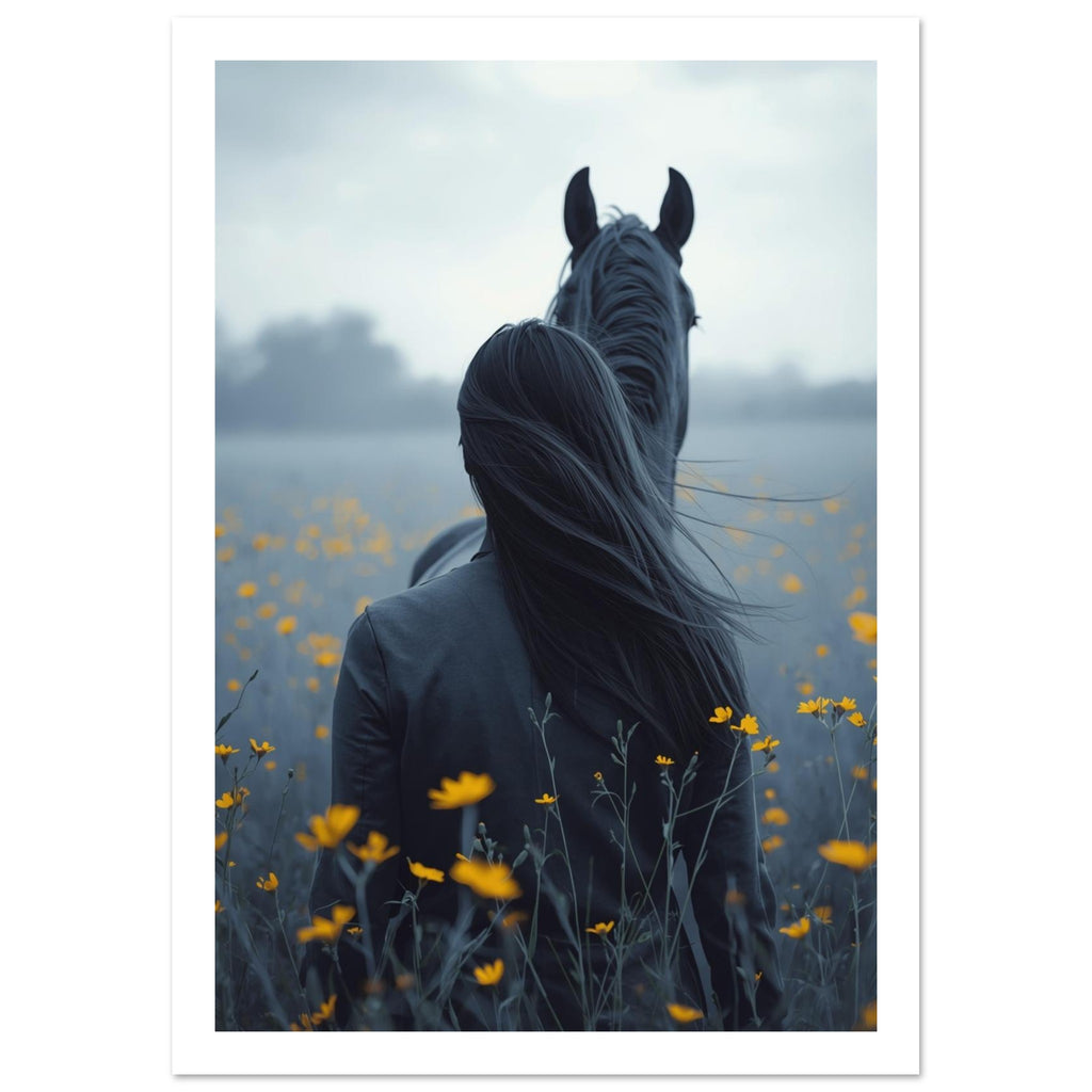 horse art print for the living room, soft painterly artwork on matte paper