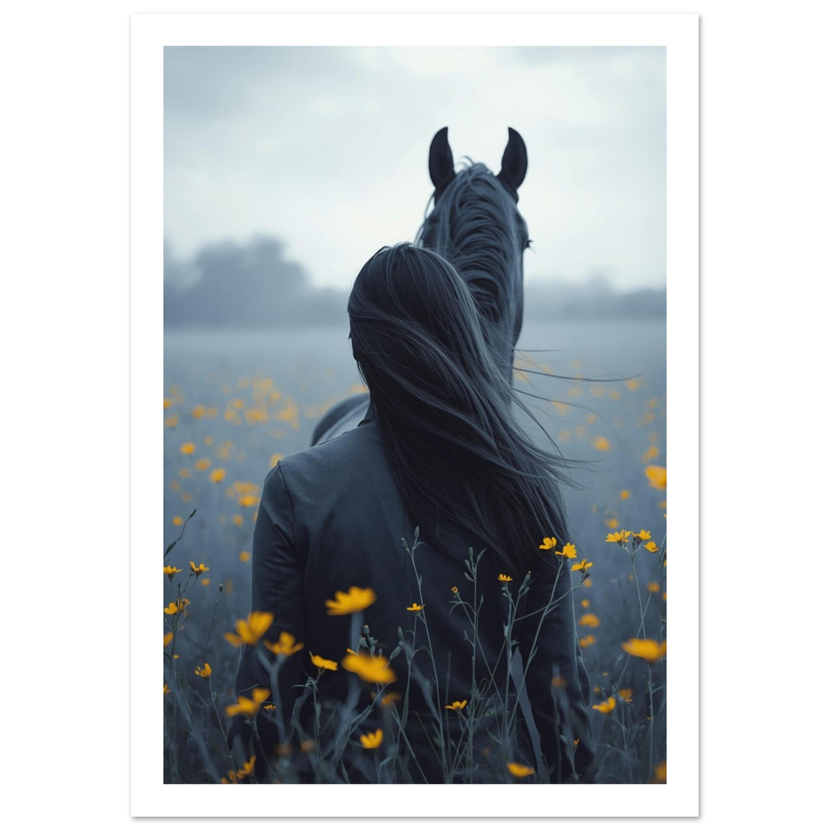 horse art print for the living room, soft painterly artwork on matte paper