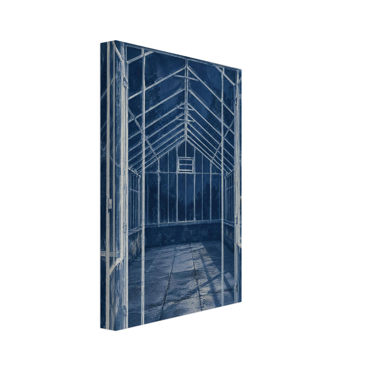 Moonlit Greenhouse Blue Art Print – Canvas
