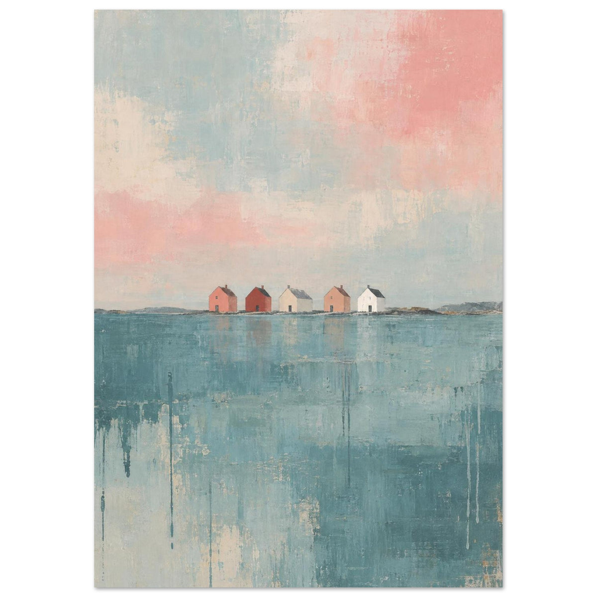 Coastal Houses Pastel Art Print