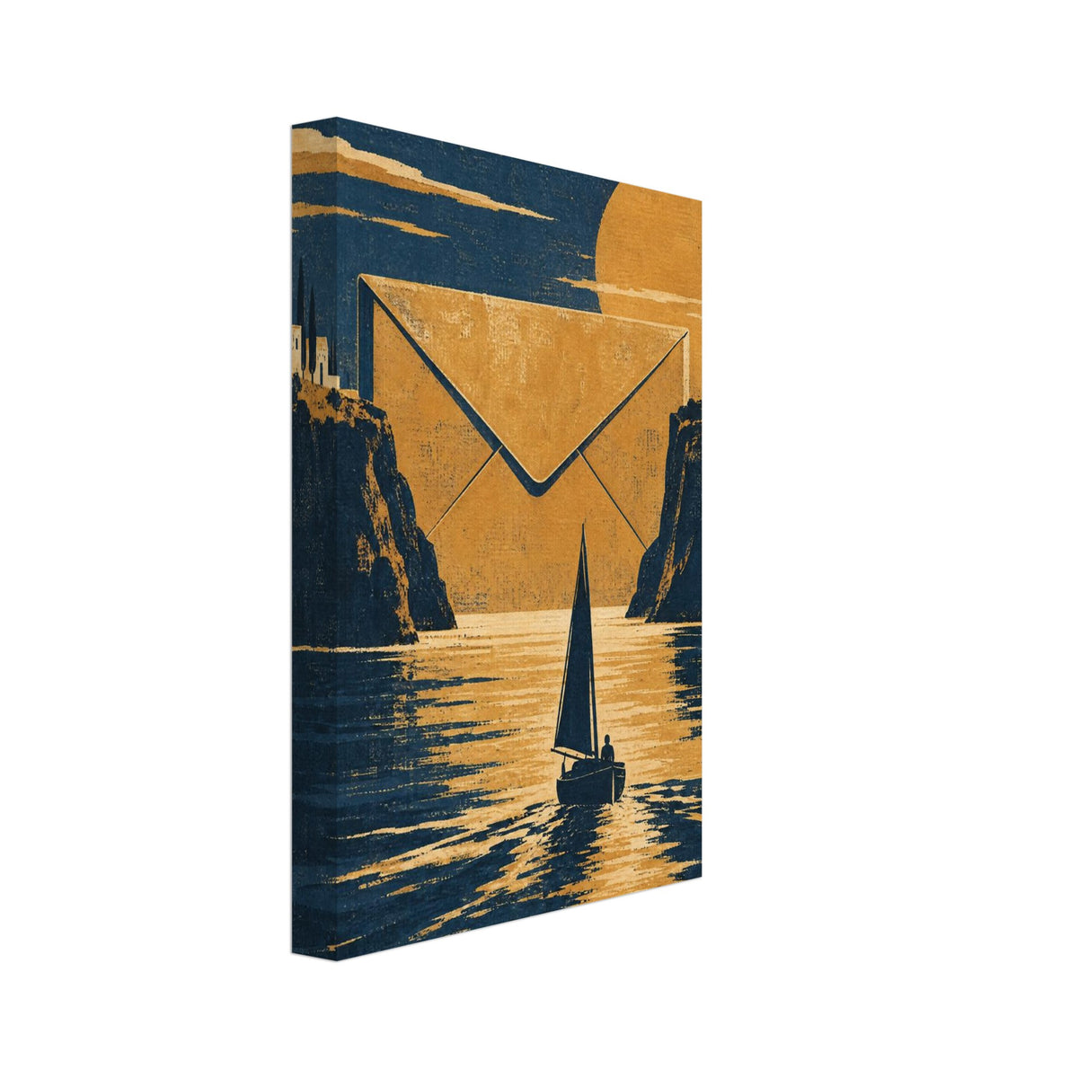 Sailboat And Envelope Surreal Art Print – Canvas
