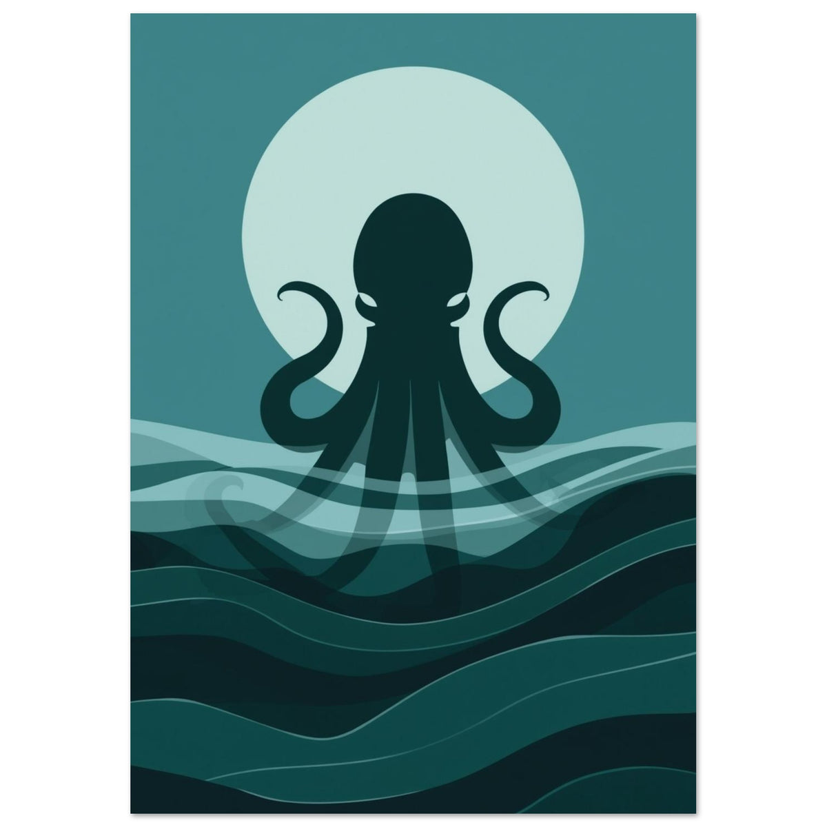 kraken art print for the home office, soft painterly artwork on matte paper
