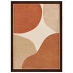 Abstract burnt orange and beige curved shapes on a cream background, with mottled texture and a narrow cream border.