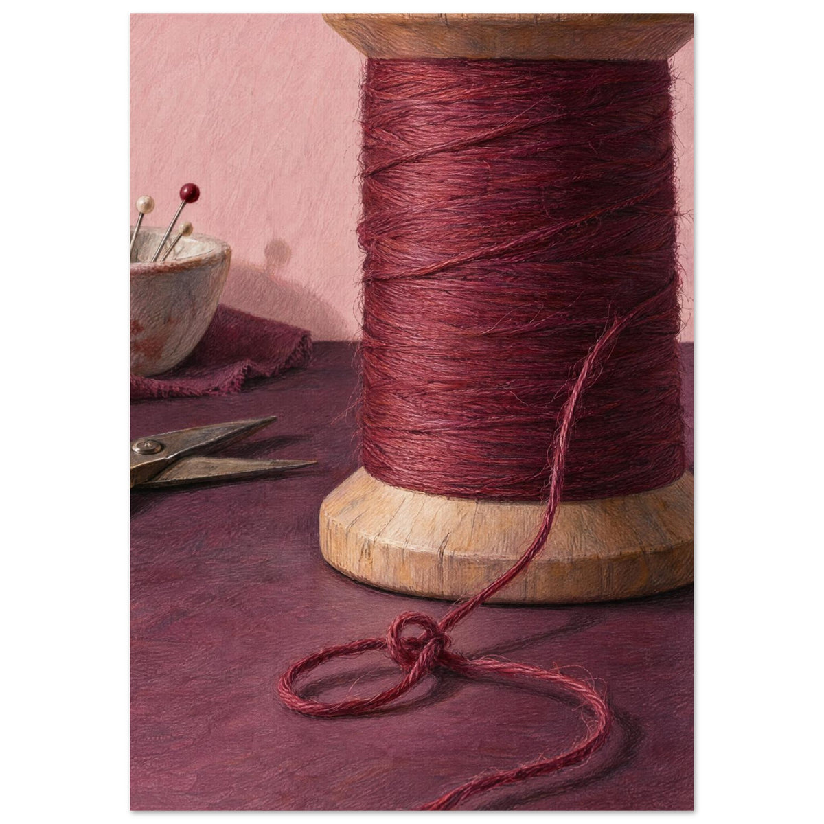 Burgundy Thread Spool Art Print