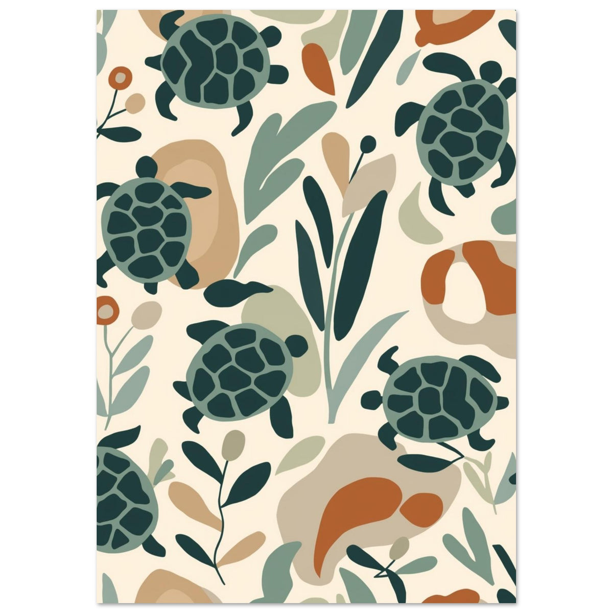 sea turtle art print for the bathroom, soft painterly artwork on matte paper