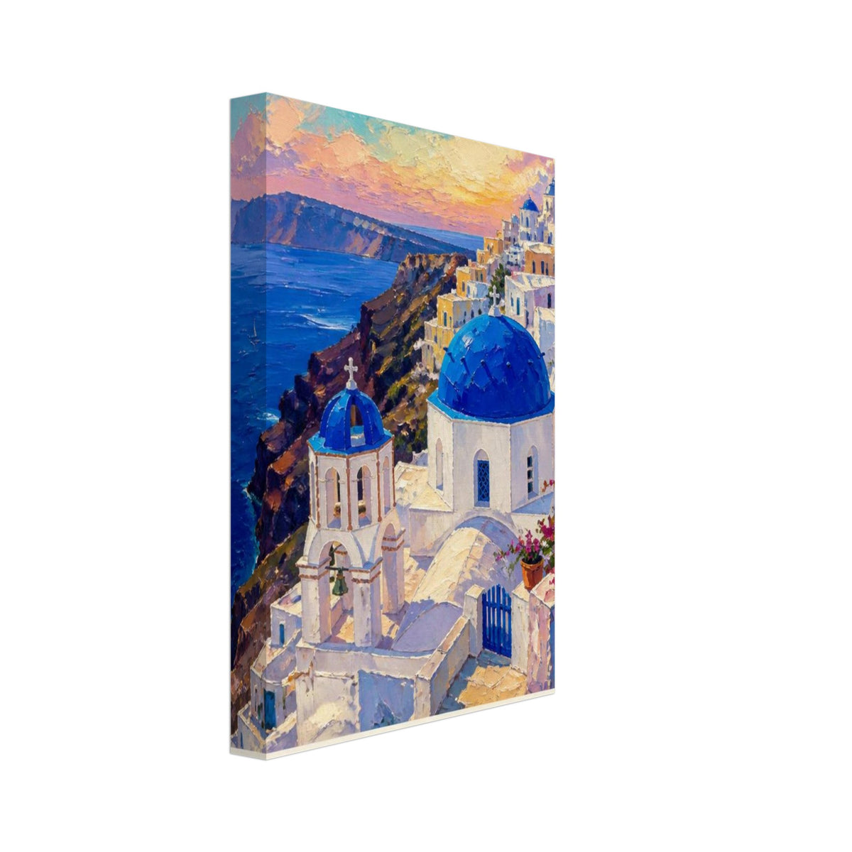 Santorini Blue Dome Travel Poster – Canvas