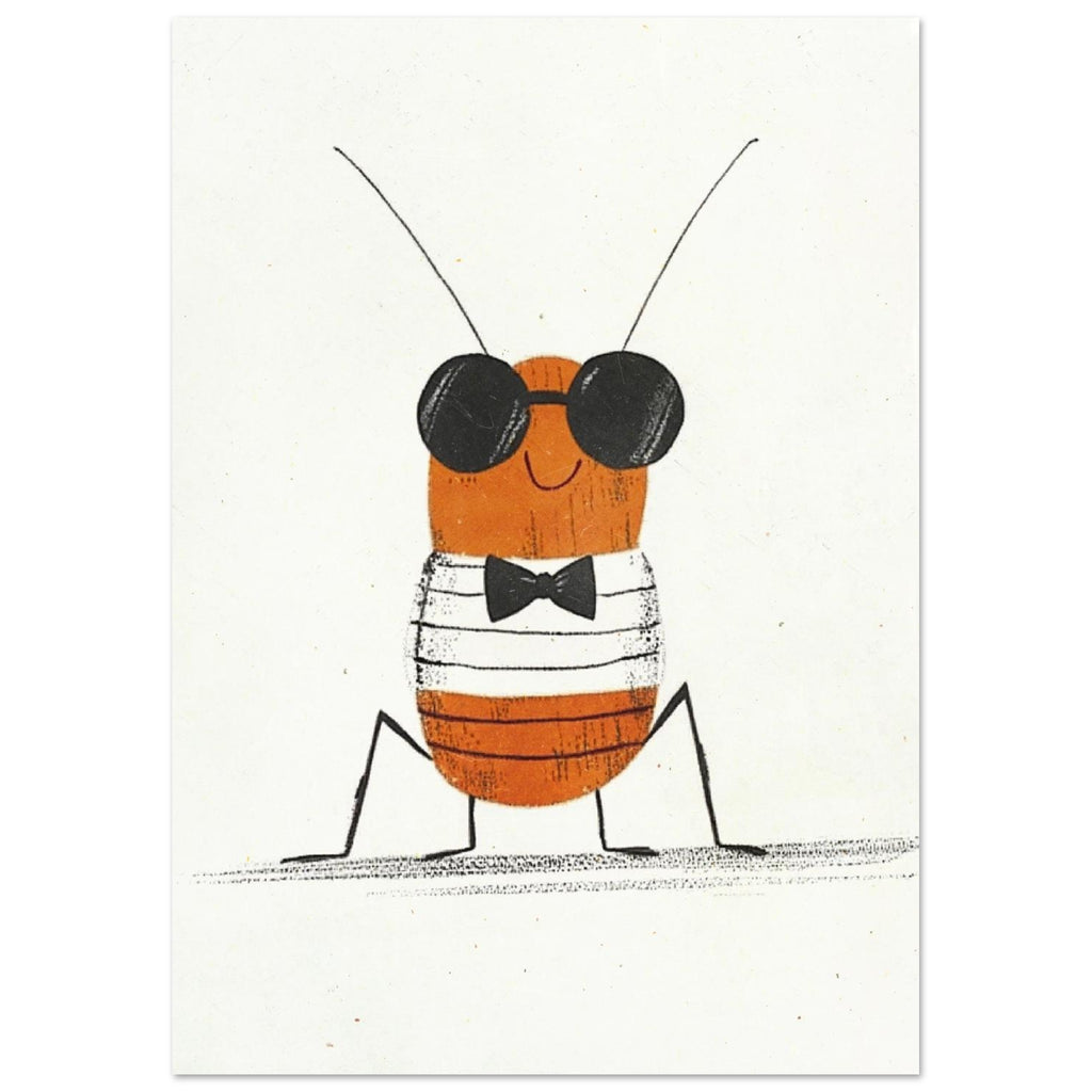 beetle art print for the home office, soft painterly artwork on matte paper