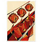 Red Lanterns Geometric Art Print
