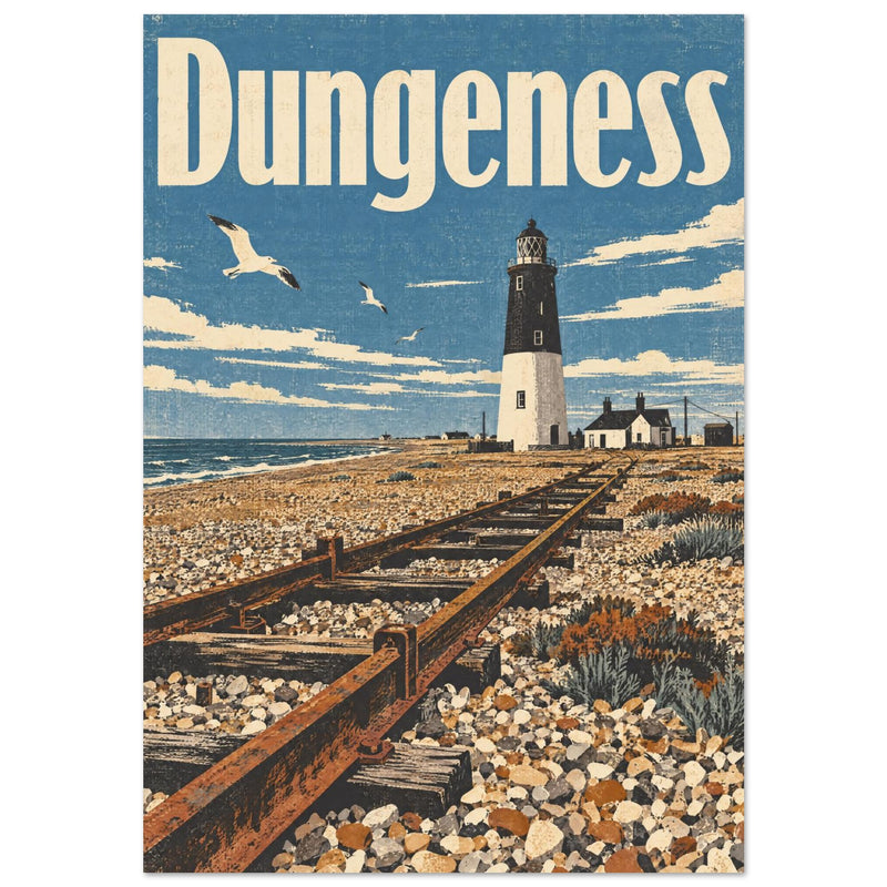 Dungeness Lighthouse Vintage Travel Poster
