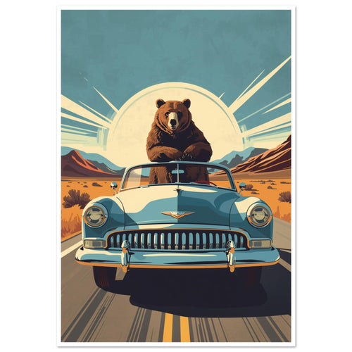 bear art print for the living room, soft painterly artwork on matte paper