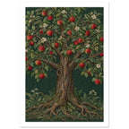 Apple Tree Embroidery Style Art Print – White Border