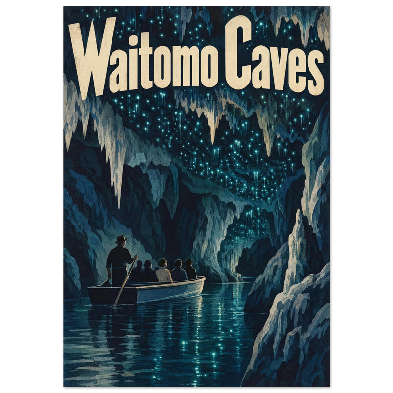 Waitomo Caves Vintage Travel Poster