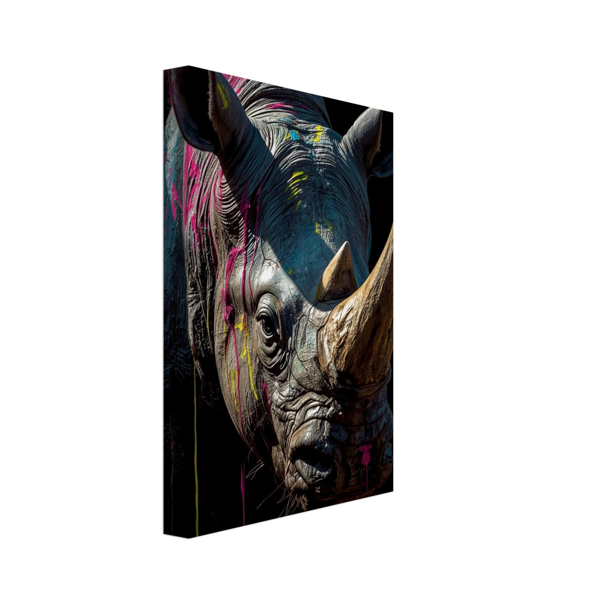 rhinoceros art print for the living room, soft painterly artwork on matte paper