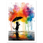 cat art print for the living room, soft painterly artwork on matte paper