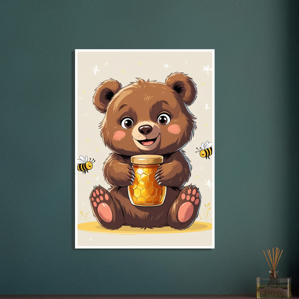 bear art print for the living room, soft painterly artwork on matte paper