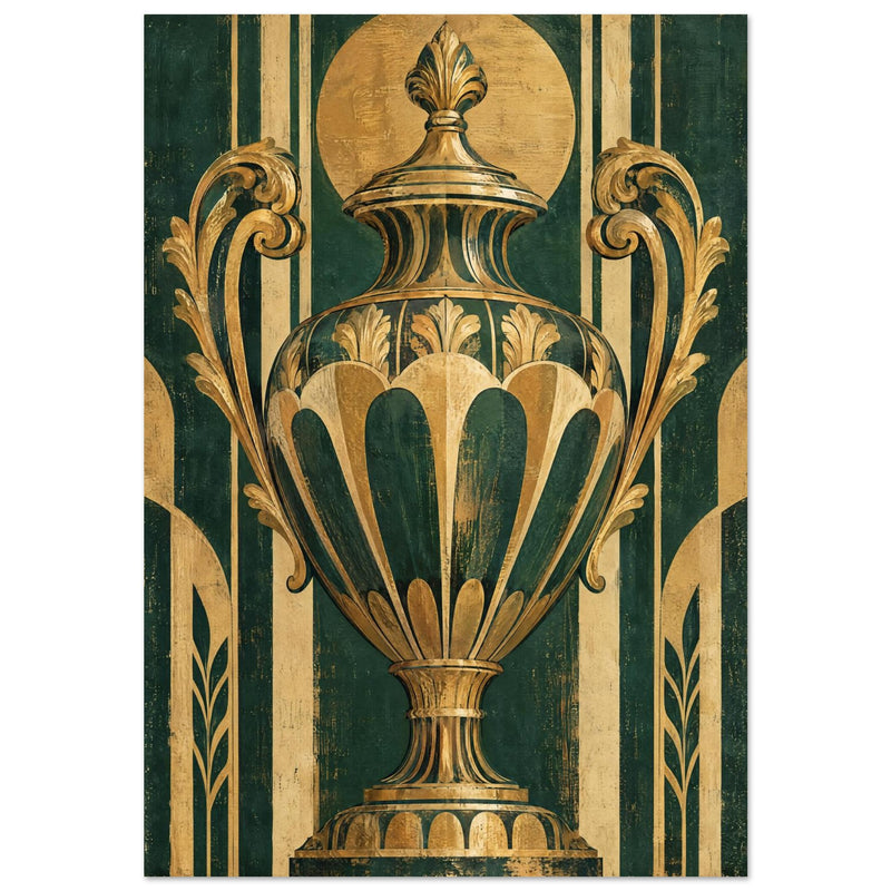 Ornate Urn Green And Gold Art Print