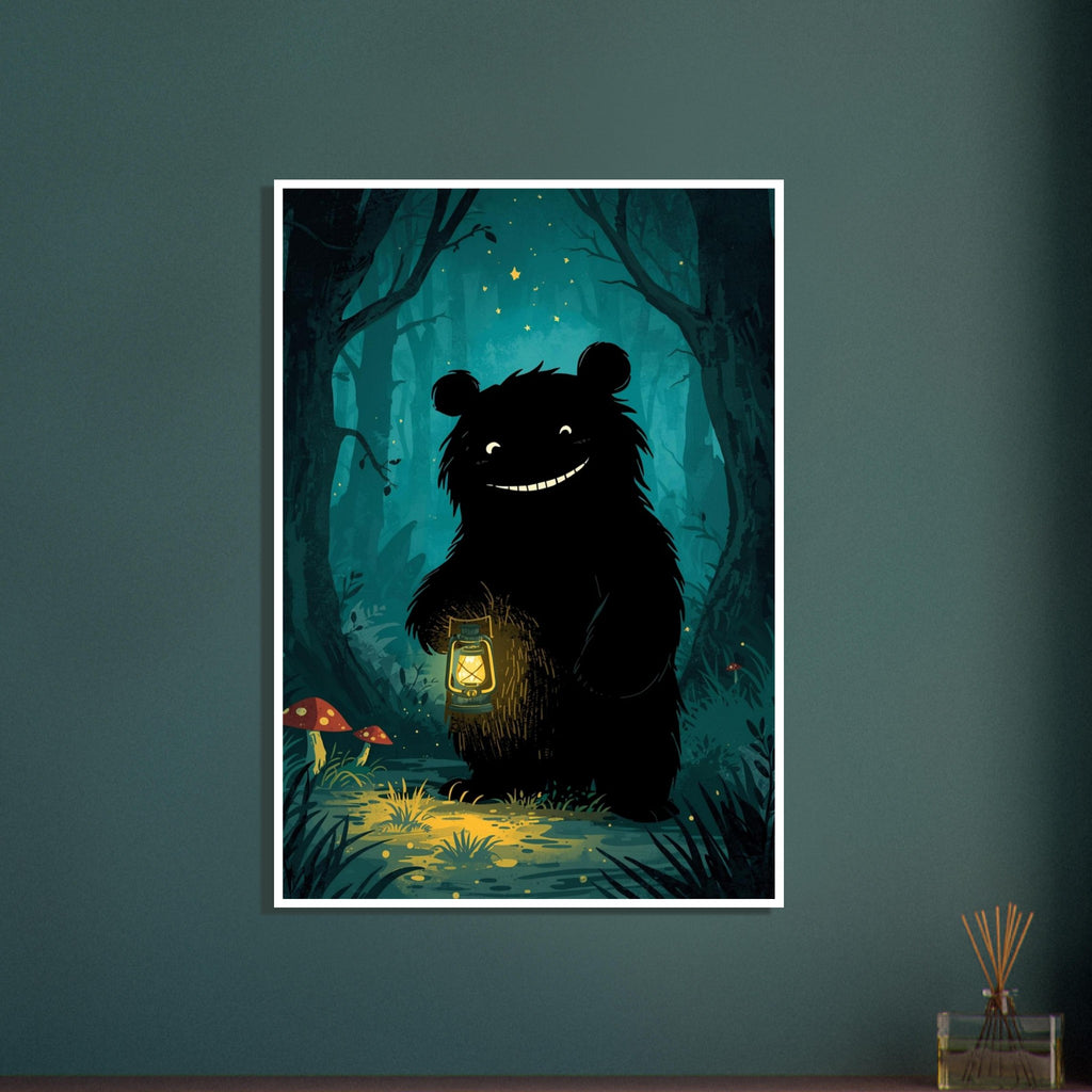 bear art print for the living room, soft painterly artwork on matte paper